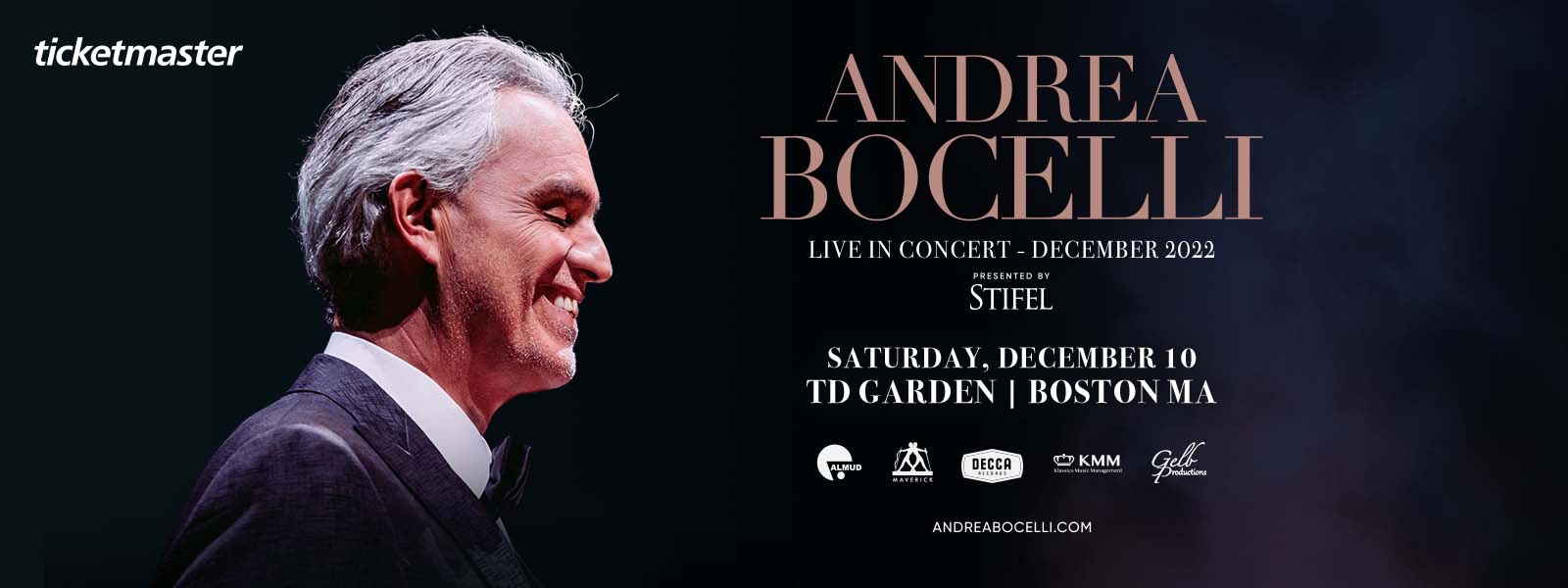 Andrea Bocelli Tickets - 12/6/23 at TD Garden in Boston, MA